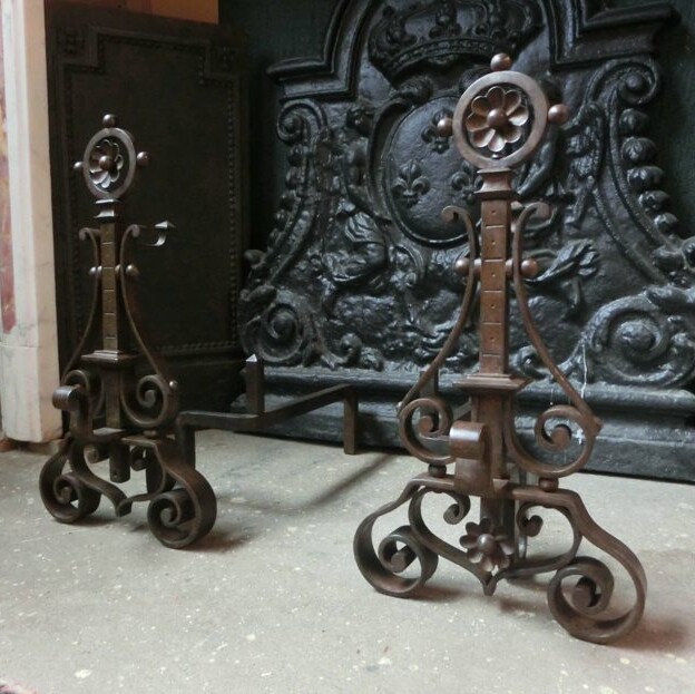 French Wrought Iron Chenets A11743