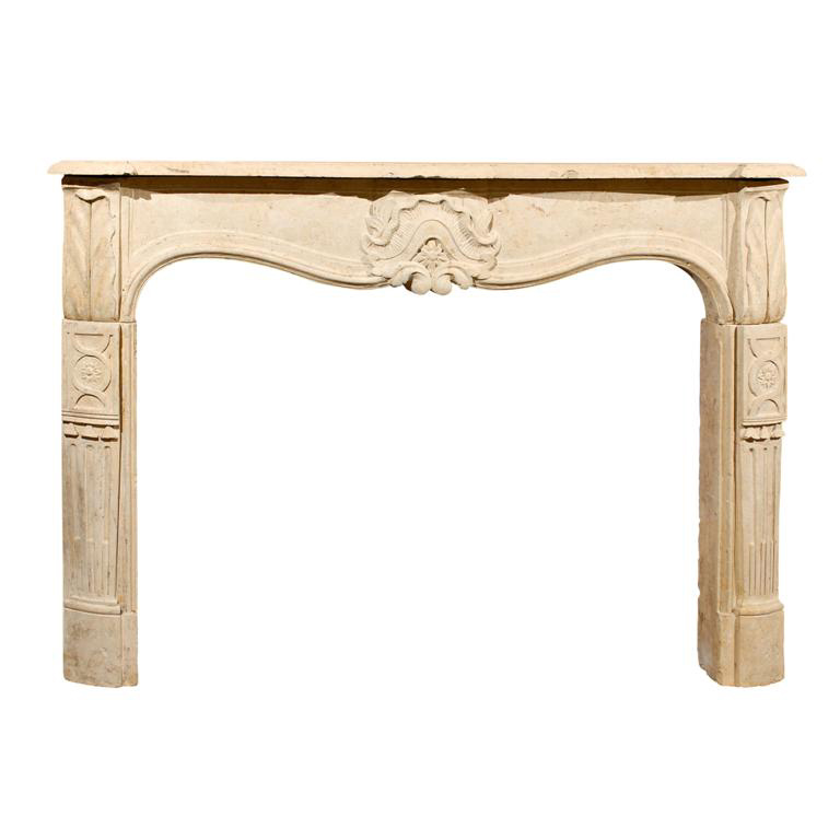 18th Century Carved Limestone Mantel A11238