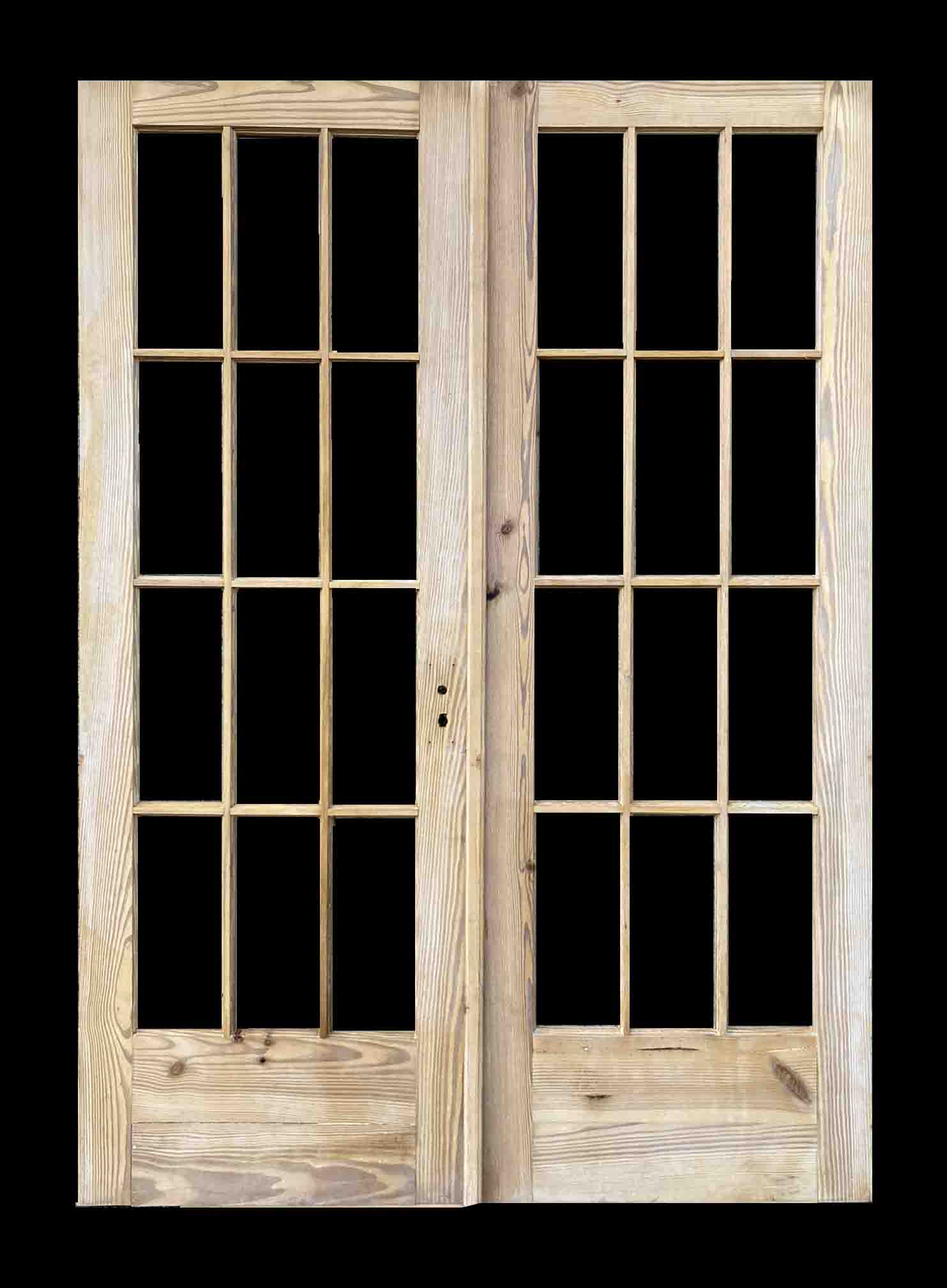 Early 20th Century American Pine French Doors with 12 Lites - Image 2