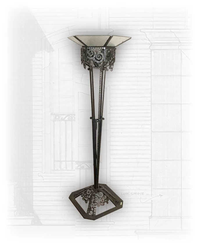 French Art Deco Wrought Iron Torchere