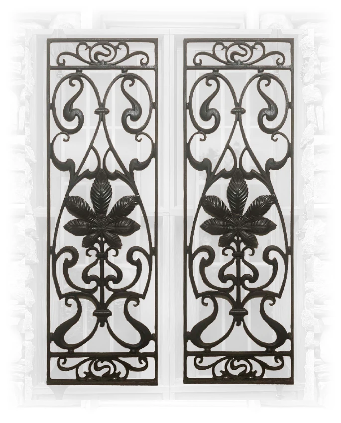 19th Century Pair of French Art Nouveau Cast Iron Grills