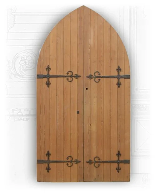 Pair Of 19th C. English Pine Gothic Doors