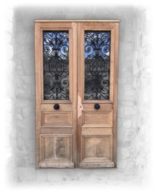 Pair Of French 19th C. Oak And Iron Doors